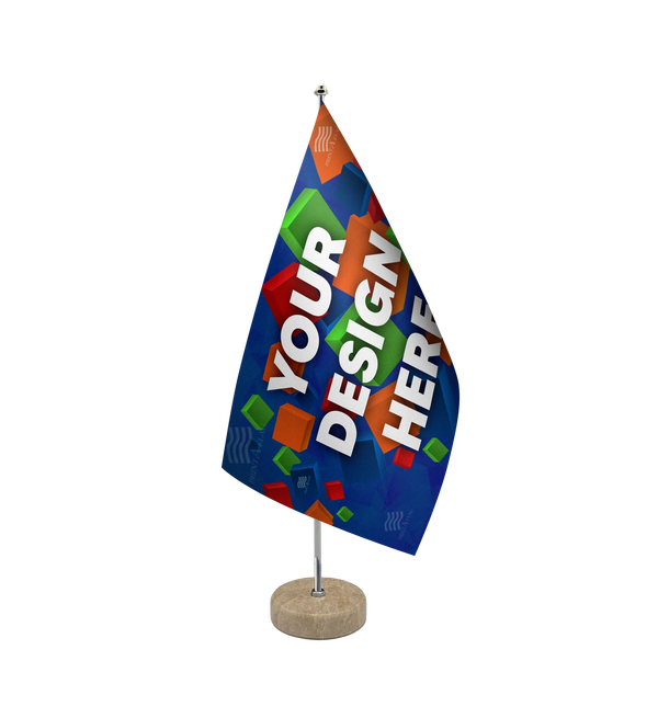 Single desk flag with marble base, customizable.