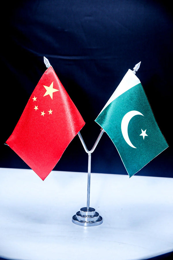 Double table flag with executive base, double-sided silk printing