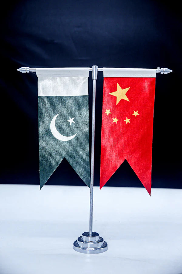 Double table flag with T-stand executive base, double-sided printing on imported silk