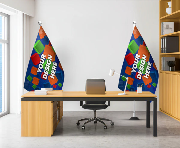 Indoor floor flag for executive conferences, customizable.