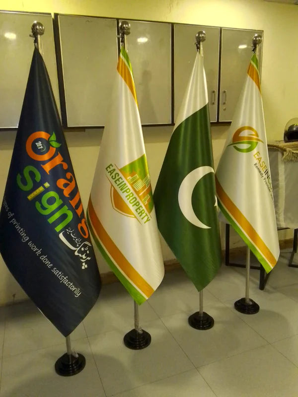 Executive conference flag with black base, double-sided printing on imported silk