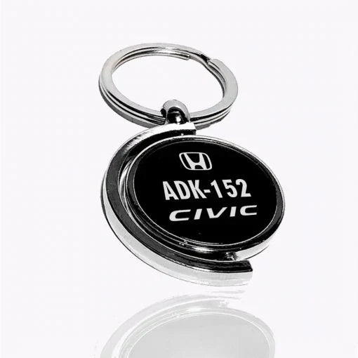 Half moon metal keychain with sleek minimalist design.