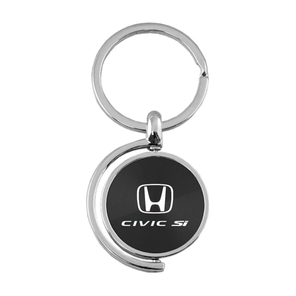 Half moon metal keychain with sleek minimalist design.