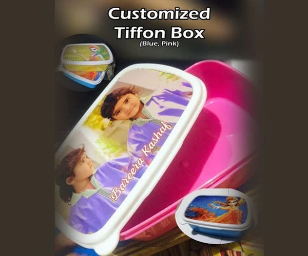 Customized tiffan box with a printed design on a blurred background