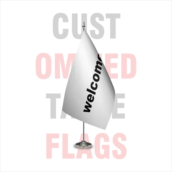 Executive single desk flag with personalized print.