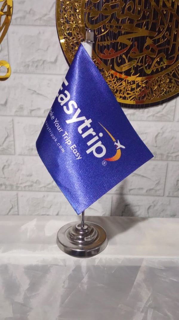 Single Table Flag – Normal Base | Customizable | Double-Sided Printing | Imported Silk Fabric