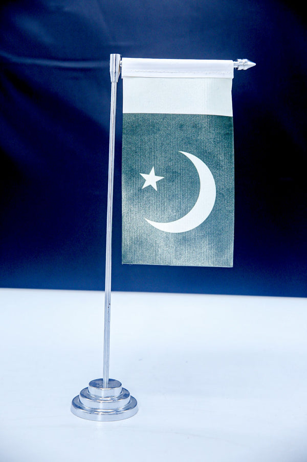 Single Table Flag – L Shape Stand | Customizable | Double-Sided Printing | Imported Silk Fabric