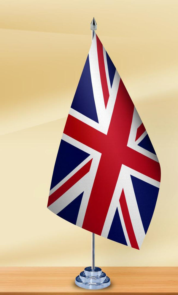 Single Table Flag – Executive Base | Customizable | Double-Sided Printing | Imported Silk Fabric