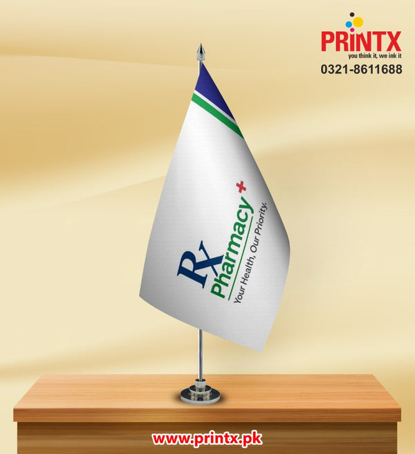 Single Table Flag – Executive Base | Customizable | Double-Sided Printing | Imported Silk Fabric